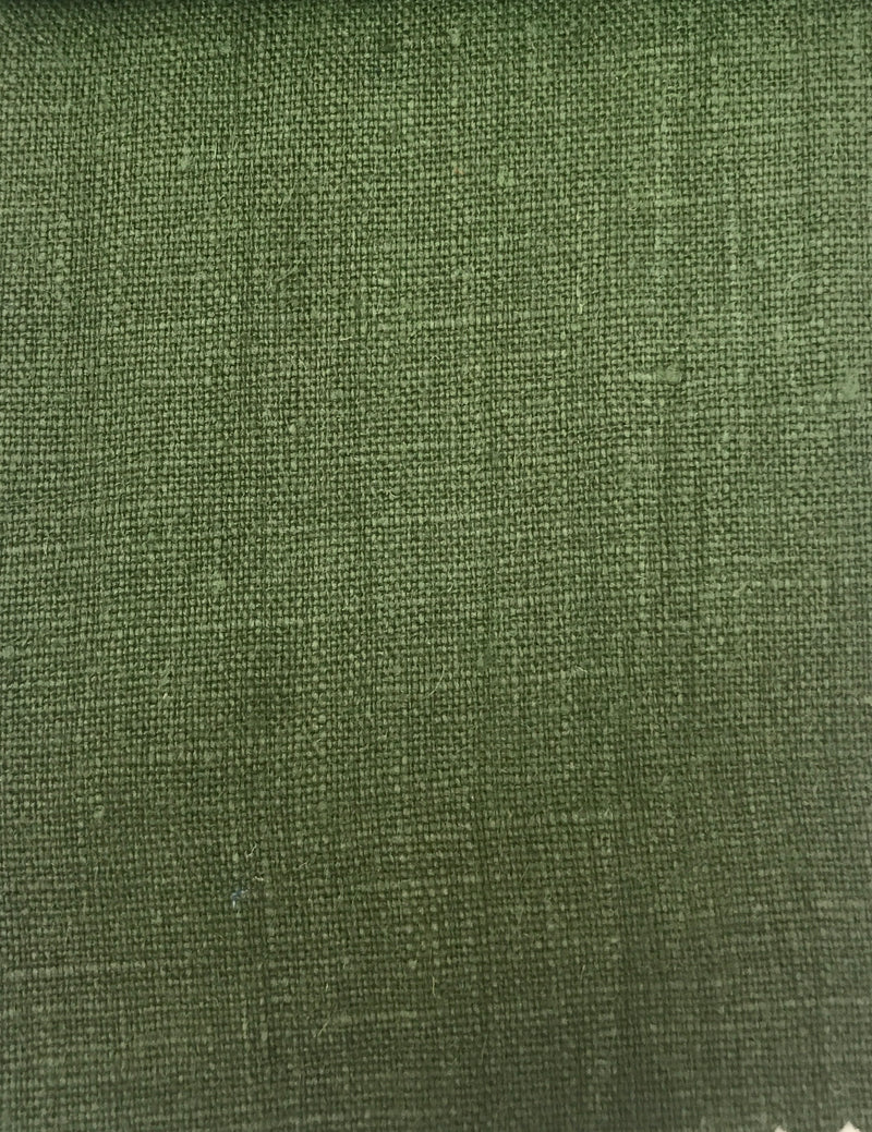 TUSCANY DARK OLIVE REFINARE-(EUROPEAN LINEN) 100% LINEN FABRICS 7.5 OZ . DYED & FINISHED IN USA