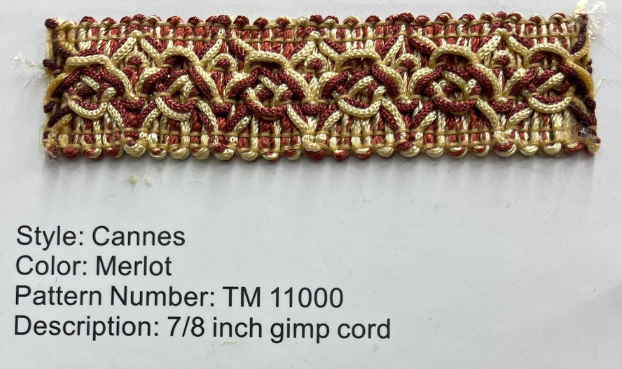 The Lyon - Merlot Cannes - 7/8 Inch Gimp Cord