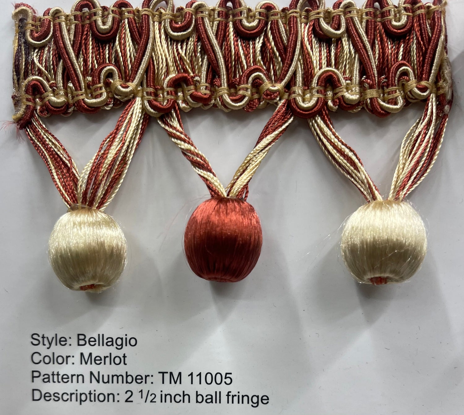The Lyon - Merlot Bellagio - 2 1/2 Inch Ball Fringe