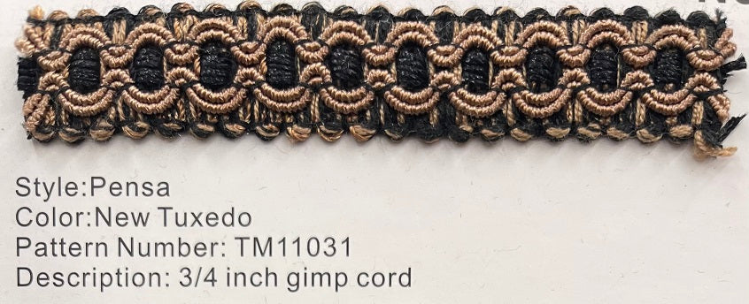The Lyon - Tuxedo Pensa - 3/4 Inch Gimp Cord
